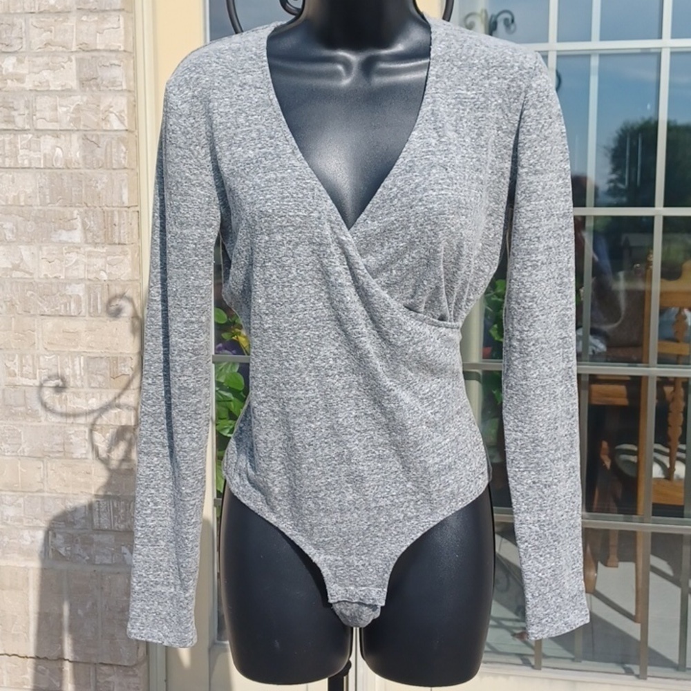 Madewell Wrap Thong Heather Smoke Bodysuit Medium